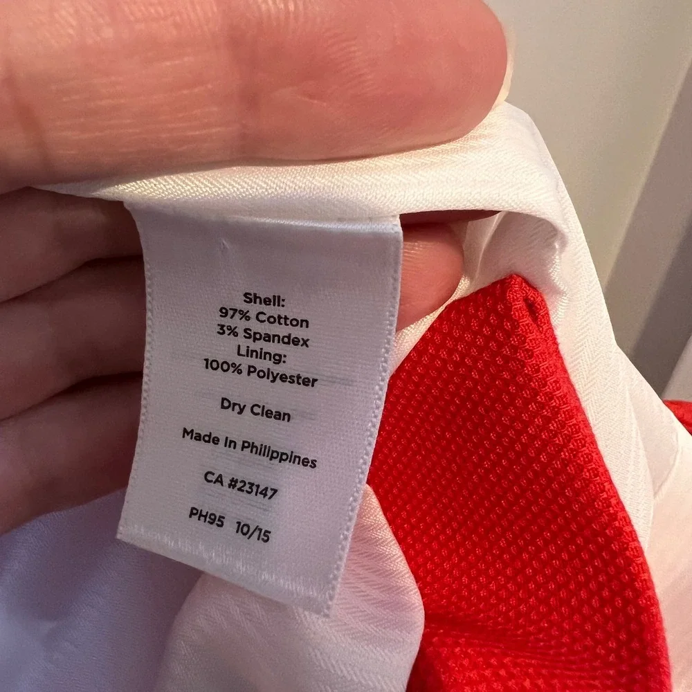 Talbots Classic Cotton Stretch Lined 3-Button Blazer in Tomato Notch Lapel‎ Sz 8